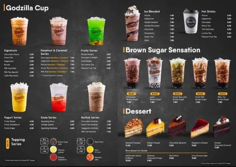 Big Tas Tea Menu