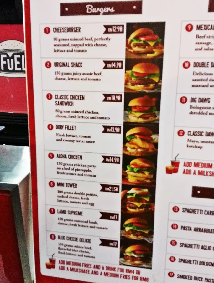 Fuel Shack Menu