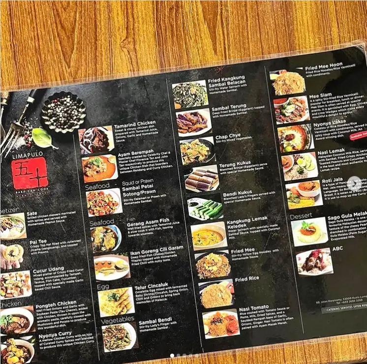 Limapulo Baba Can Cook Menu Malaysia