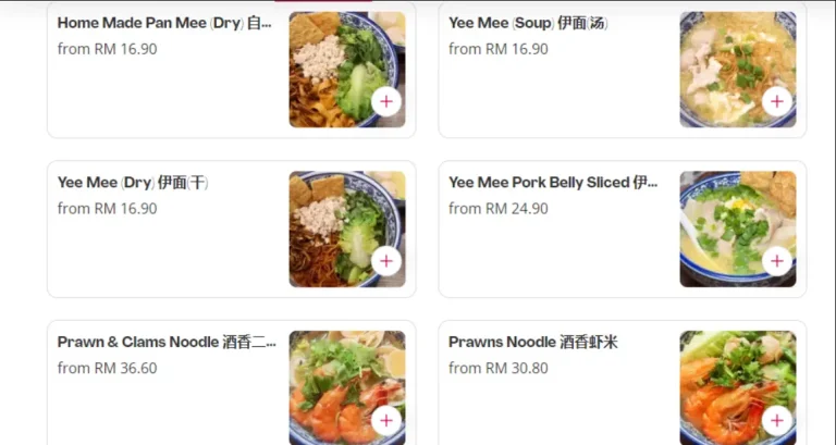 Ming Shen Noodle Menu