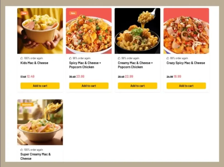 Pop Meals Menu