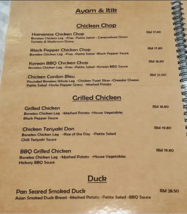 Roost Menu