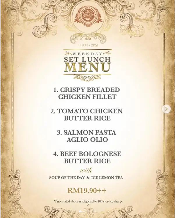 The Ame Soeur Menu Malaysia