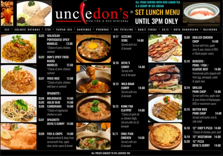 Uncle Don’s Menu