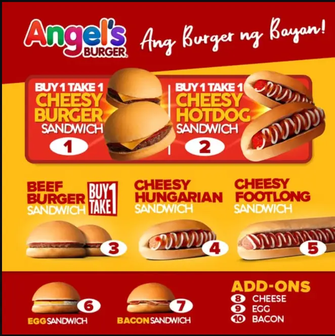 Angel’s Burger Menu Philippines