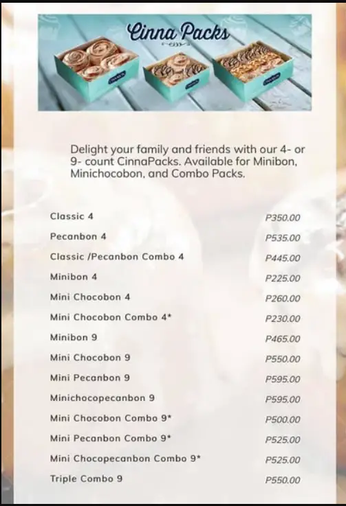 Cinnabon Menu