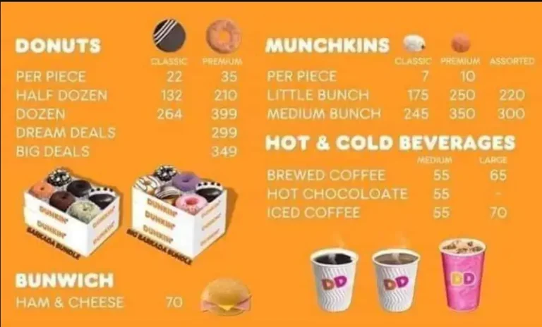 Dunkin Donuts Menu