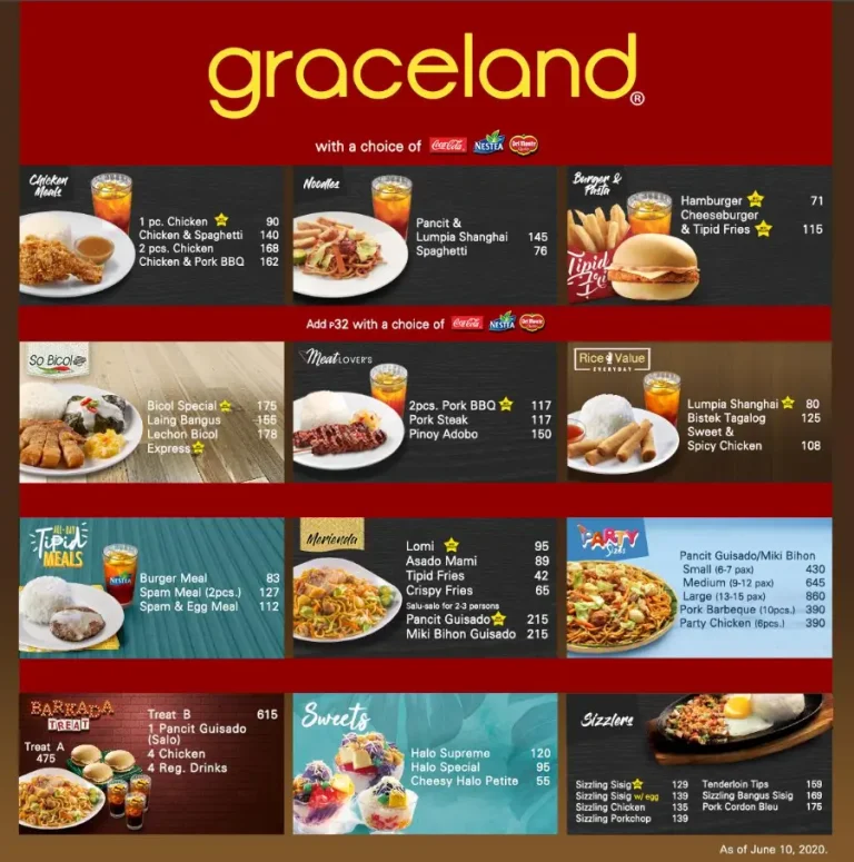 Graceland Menu