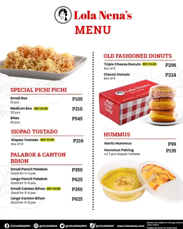 Lola Nena’s Menu Philippines