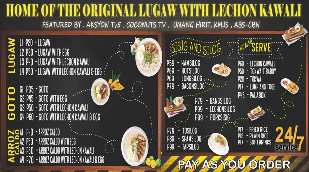 Lugawan Sa Tejeros Menu Philippines