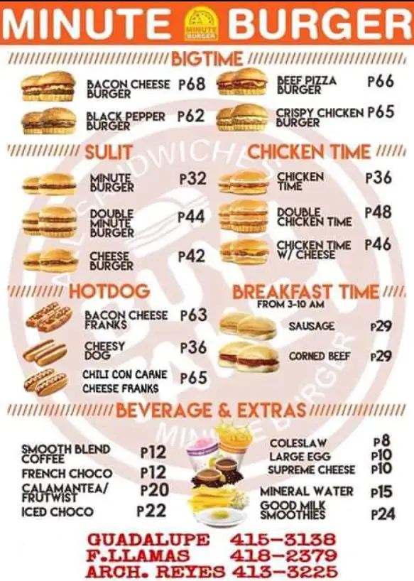 Minute Burger Menu