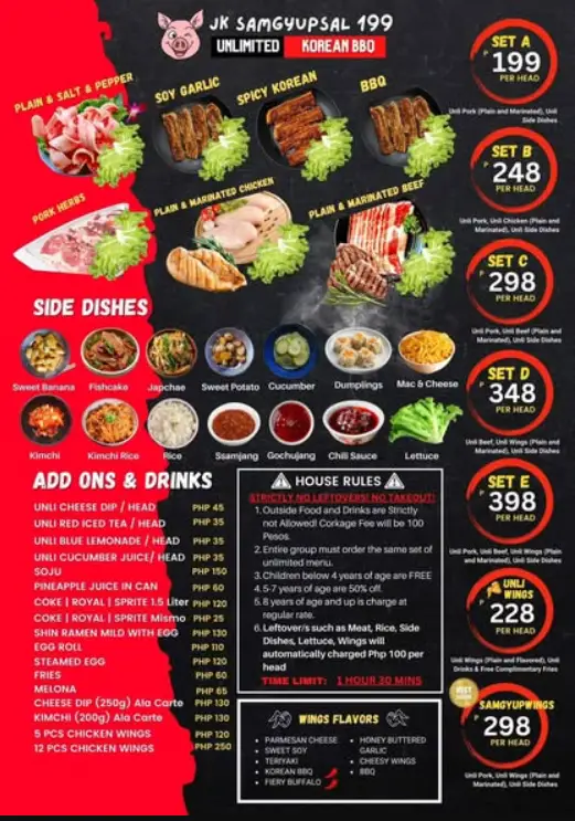 Samgyupsal Menu