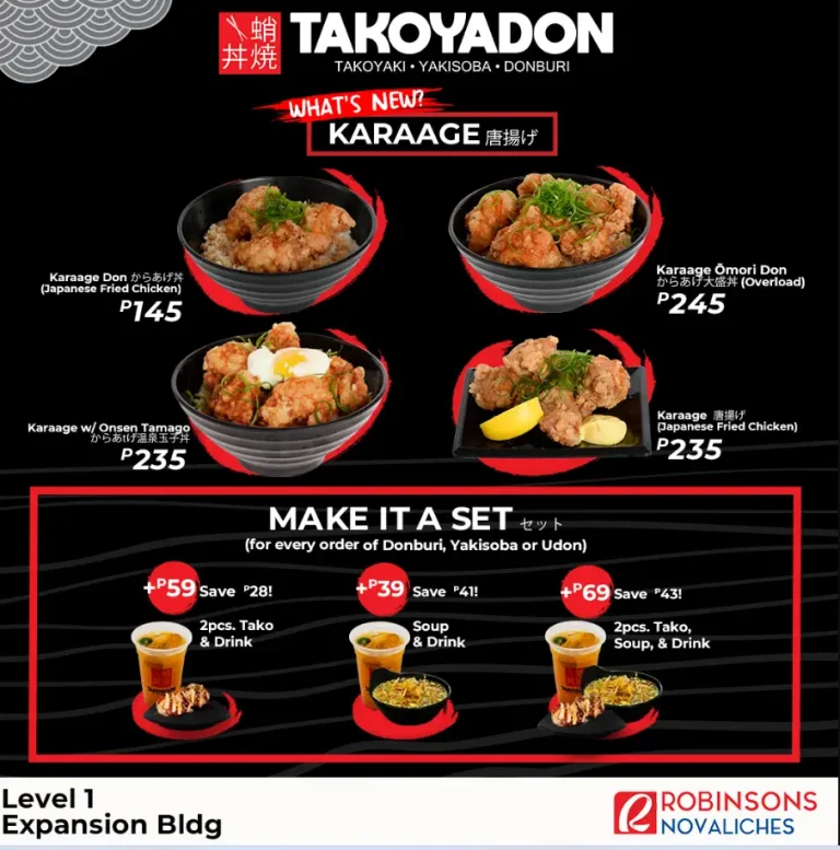 Takoyadon Menu