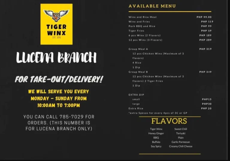 Tiger Winx Menu