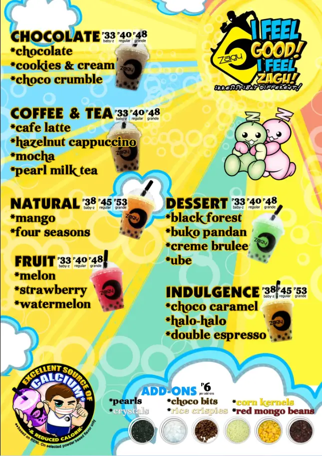 Zagu Philippines Menu