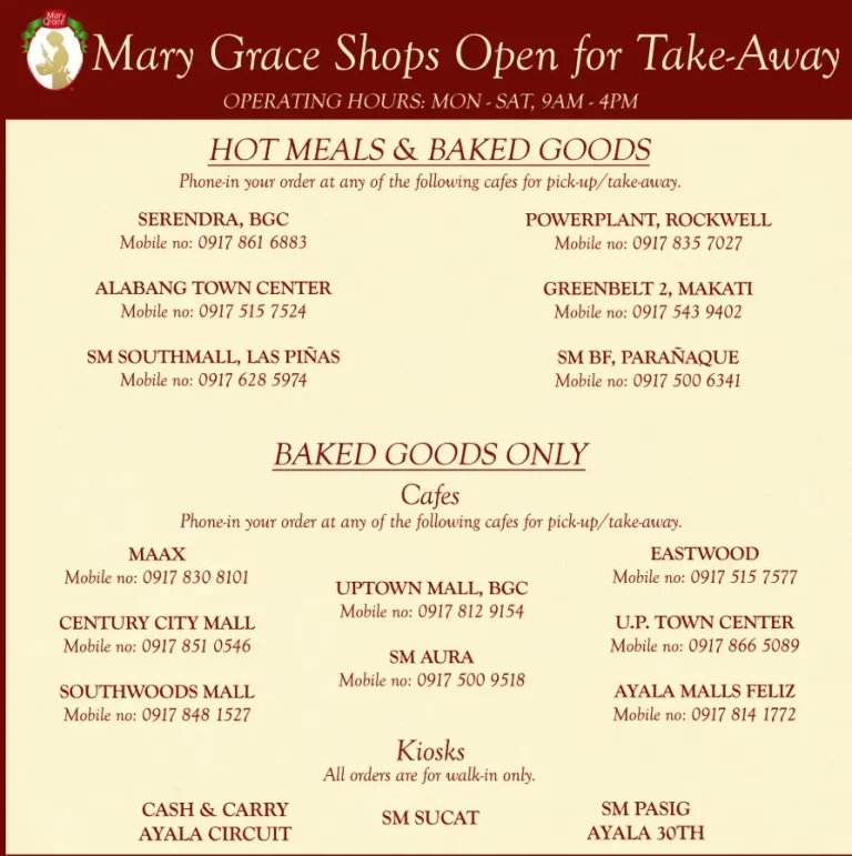 Mary Grace Menu